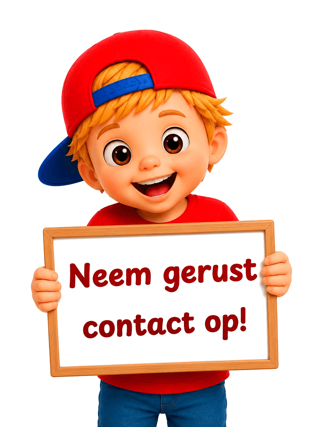 Peuter houdt het bord vast Welkom!
